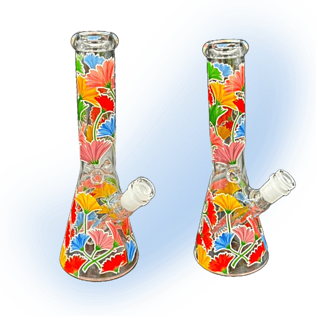 10 Inch Glass Pipe Flower Glow in Dark Beaker - Upper Limits