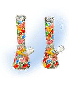 10 Inch Glass Pipe Flower Glow in Dark Beaker - Upper Limits