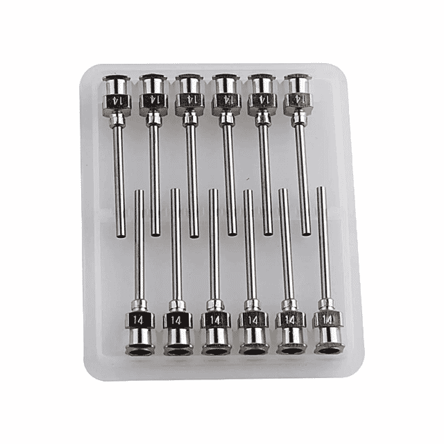 14g Full Stainless Steel Blunt Tip Luer Lock Dispensing Needle Tip | 1 Inch