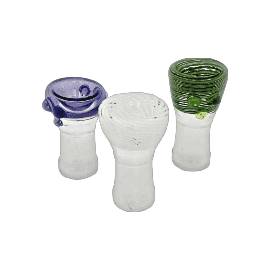 14mm f flower slide for cannabis flower sits on 14mm male water pipe