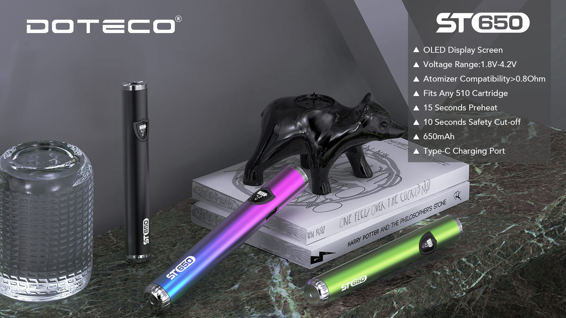 Doteco ST650 510 Thread Battery | Sleek & Adjustable Vape
