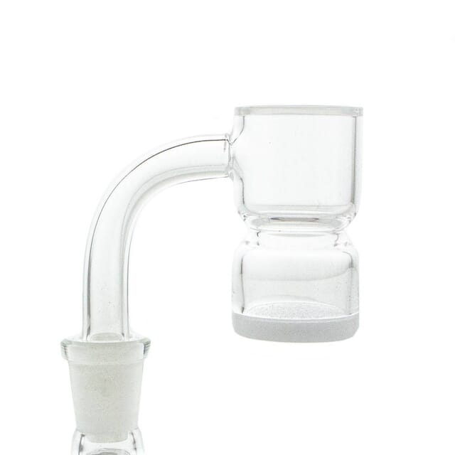 Quartz Banger 10mm Male 90° Splash Guard Opaque Bottom/Frosted Joint by 217 Glass