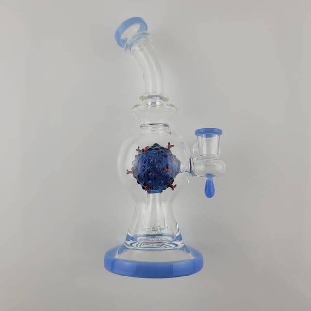 9in Virus Perc Banger Hanger by Import (Milk Blue)