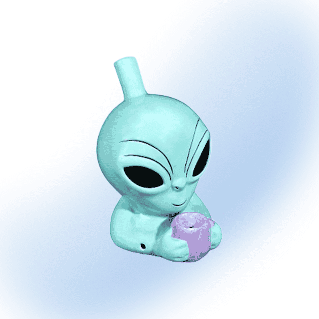 Ceramic alien head hand pipe from Fashioncraft, ideal for collectors of unique smoking accessories.
