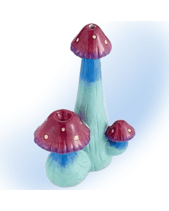 Ceramic cannabis pipe with a triple mushroom design, offering a unique and decorative look.