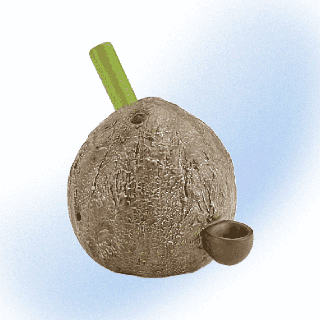 Handcrafted ceramic coconut-shaped cannabis pipe for a unique smoking experience