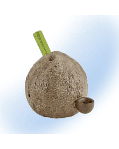 Handcrafted ceramic coconut-shaped cannabis pipe for a unique smoking experience