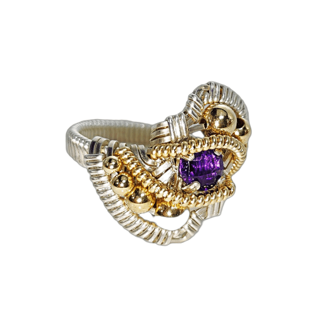 SILVER WIRE WRAPPED RINGS | MINI FUTURE TECH WIRE WRAP RING | Amythest