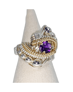 Mini Future Tech Gem Ring Wrap by J Burruss | Amythest