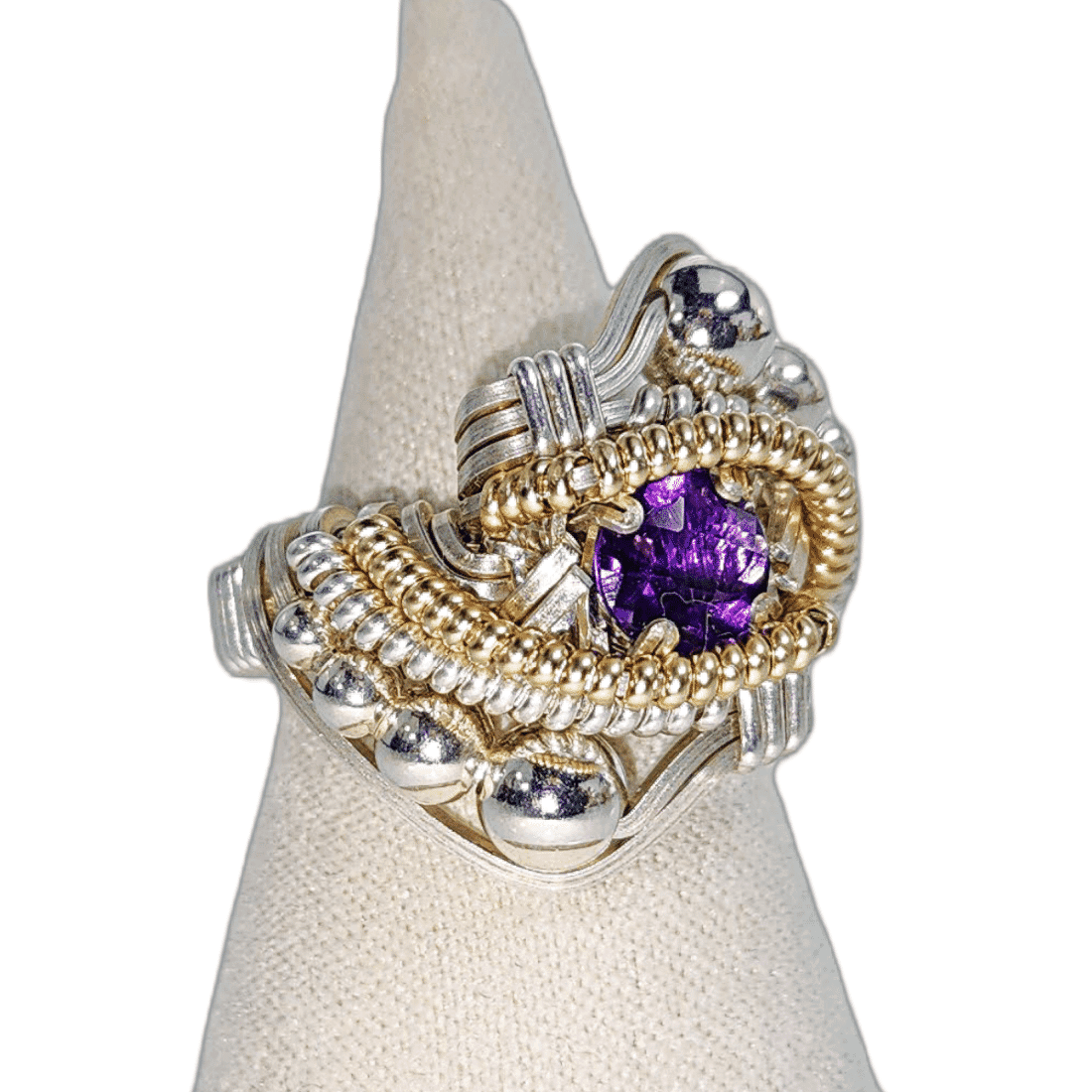 Mini Future Tech Gem Ring Wrap by J Burruss | Amythest