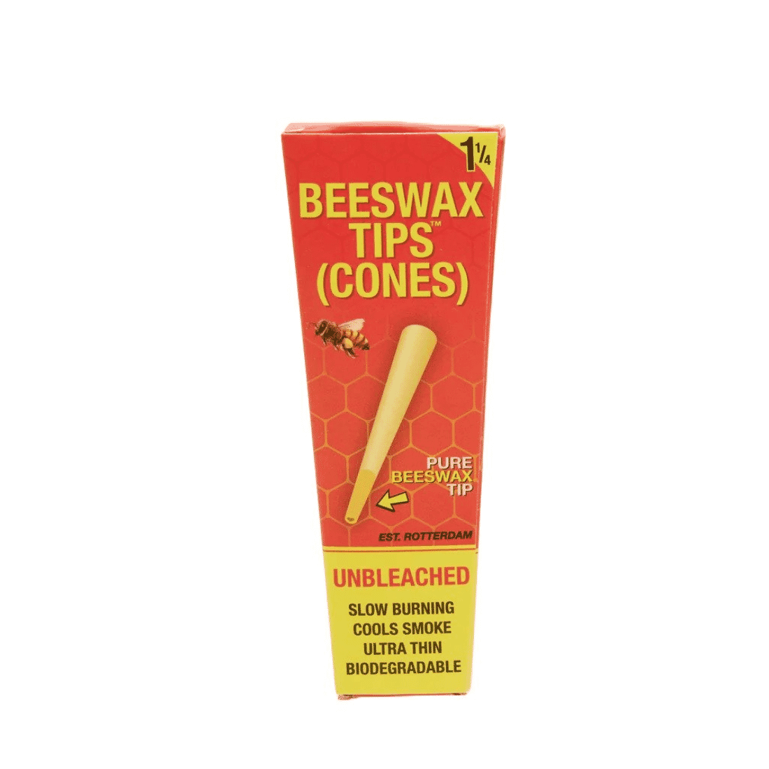 Pack of six BEESWAX TIPS (CONES) 1-1/4 highlighting the organic, unbleached paper and pure beeswax tips, showcasing sustainable luxury