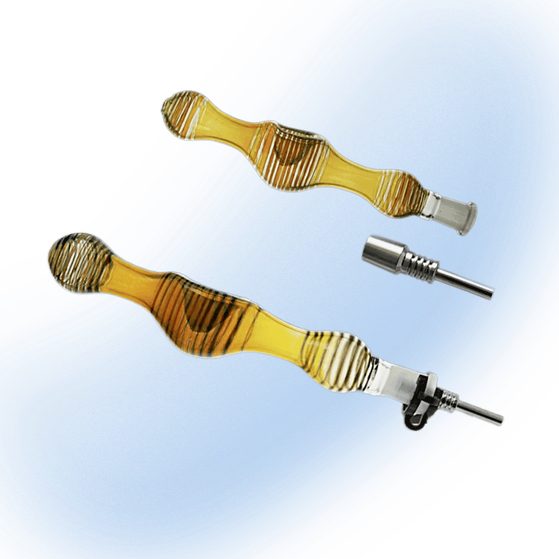 6" Fumed Glass Nectar Straw / Spoon Combo Pipe With Titanium Tip