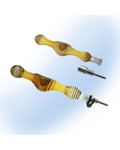 6" Fumed Glass Nectar Straw / Spoon Combo Pipe With Titanium Tip