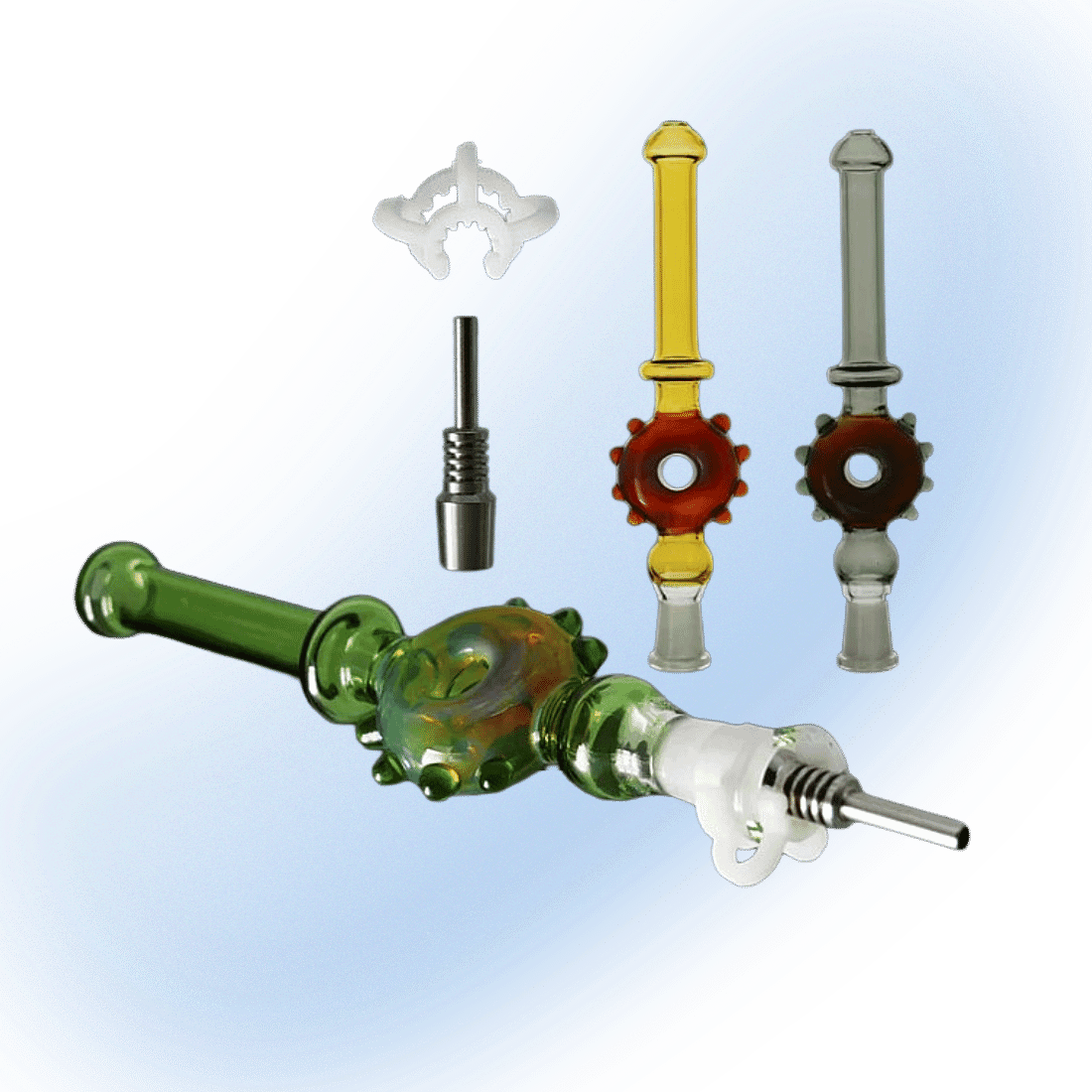 6" Fumed Glass Sunflower Nectar Dab Straw | Titanium Tip | 10mm Female Joint | Portable Nectar Collector Colors