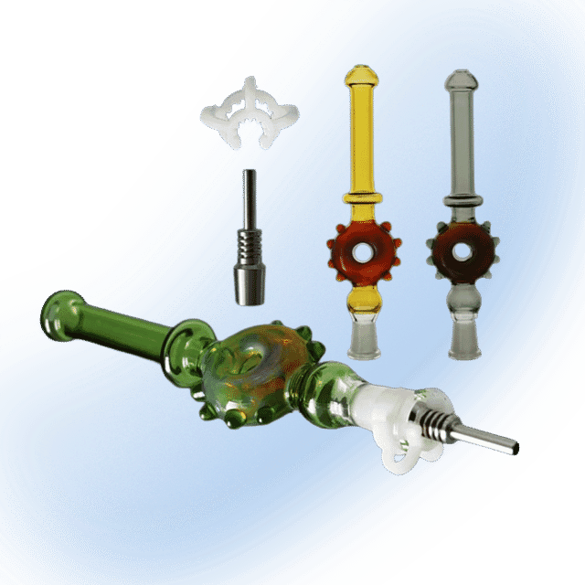 6" Fumed Glass Sunflower Nectar Dab Straw | Titanium Tip | 10mm Female Joint | Portable Nectar Collector Colors