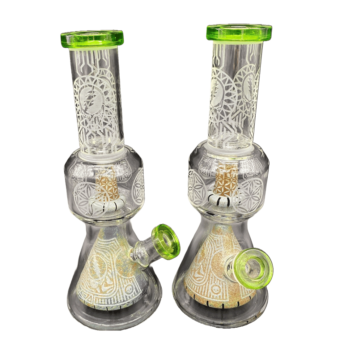 Sandblasted Design Glass Water Pipe Bong