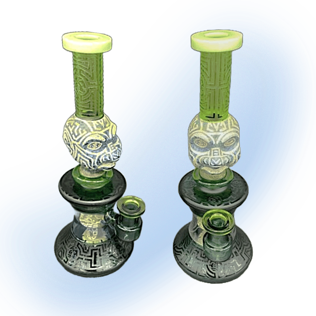 Sandblasted Tribal Sculpture Glass Dab Rig