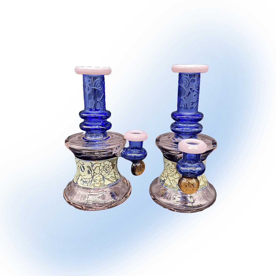 Sandblasted Color & Stone Banger Hanger Glass Rig 