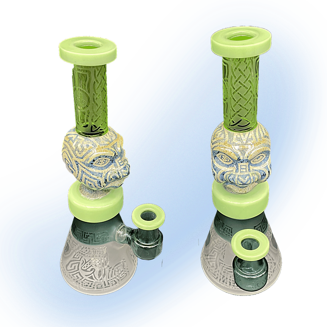 Sandblasted Tribal Sculpture Glass Dab Rig