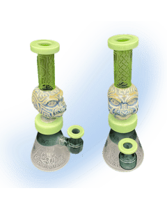 Sandblasted Tribal Sculpture Glass Dab Rig