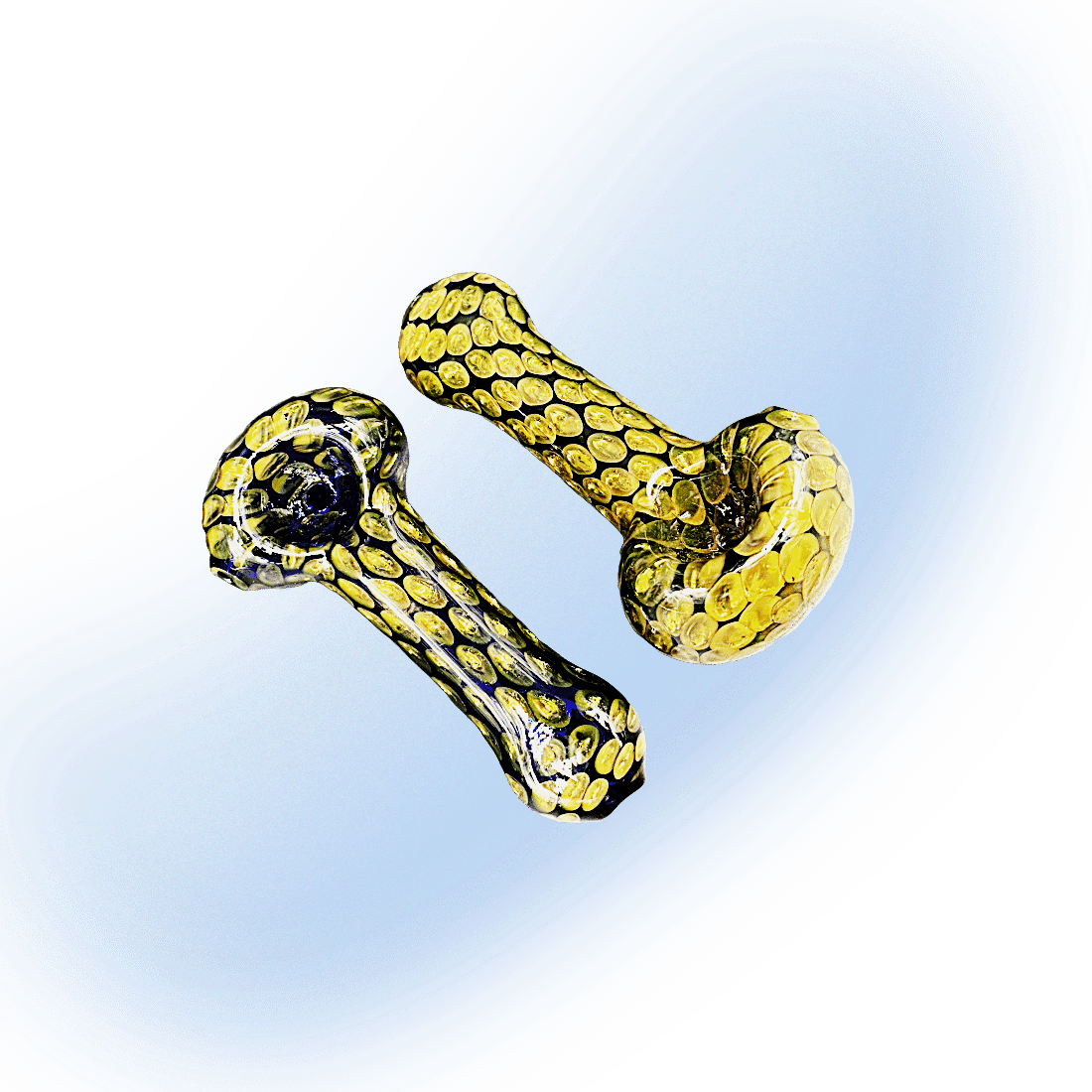 4-inch black and gold honeycomb glass handpipe by CHV for cannabis flower use