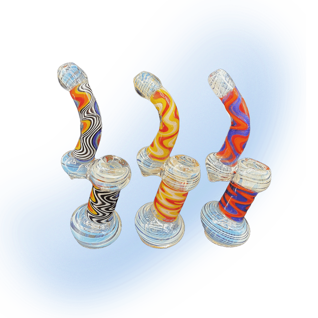 6-inch silver fumed lined wigwag glass bubbler by CHV, perfect for cannabis flower smoking
