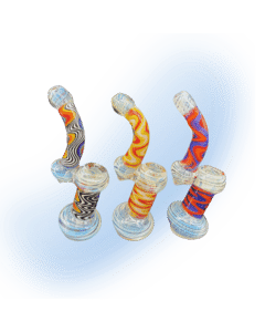 6-inch silver fumed lined wigwag glass bubbler by CHV, perfect for cannabis flower smoking