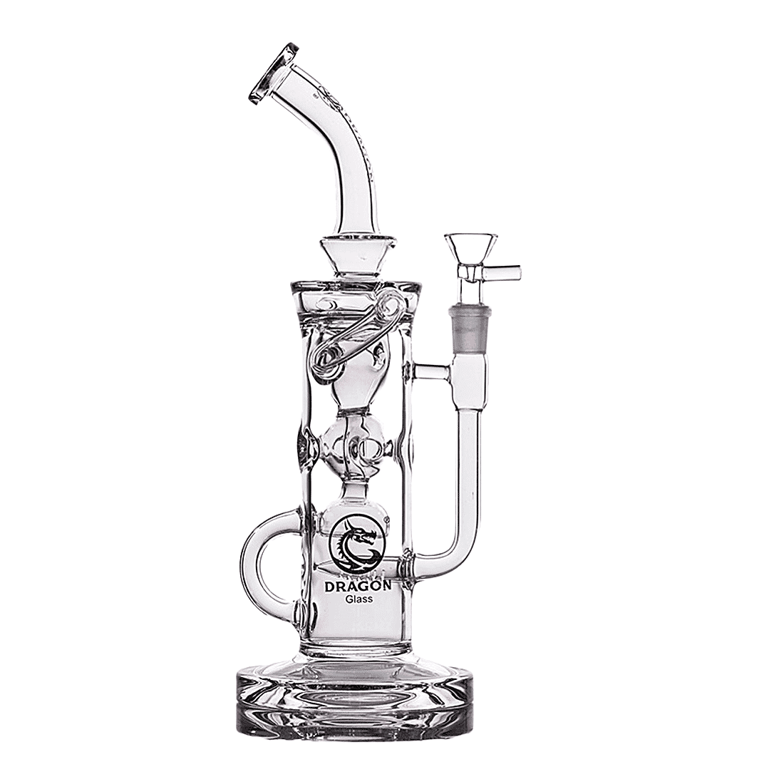 11" Recycler Style Glass Water Pipe with Inline Perc | Dragon Glass