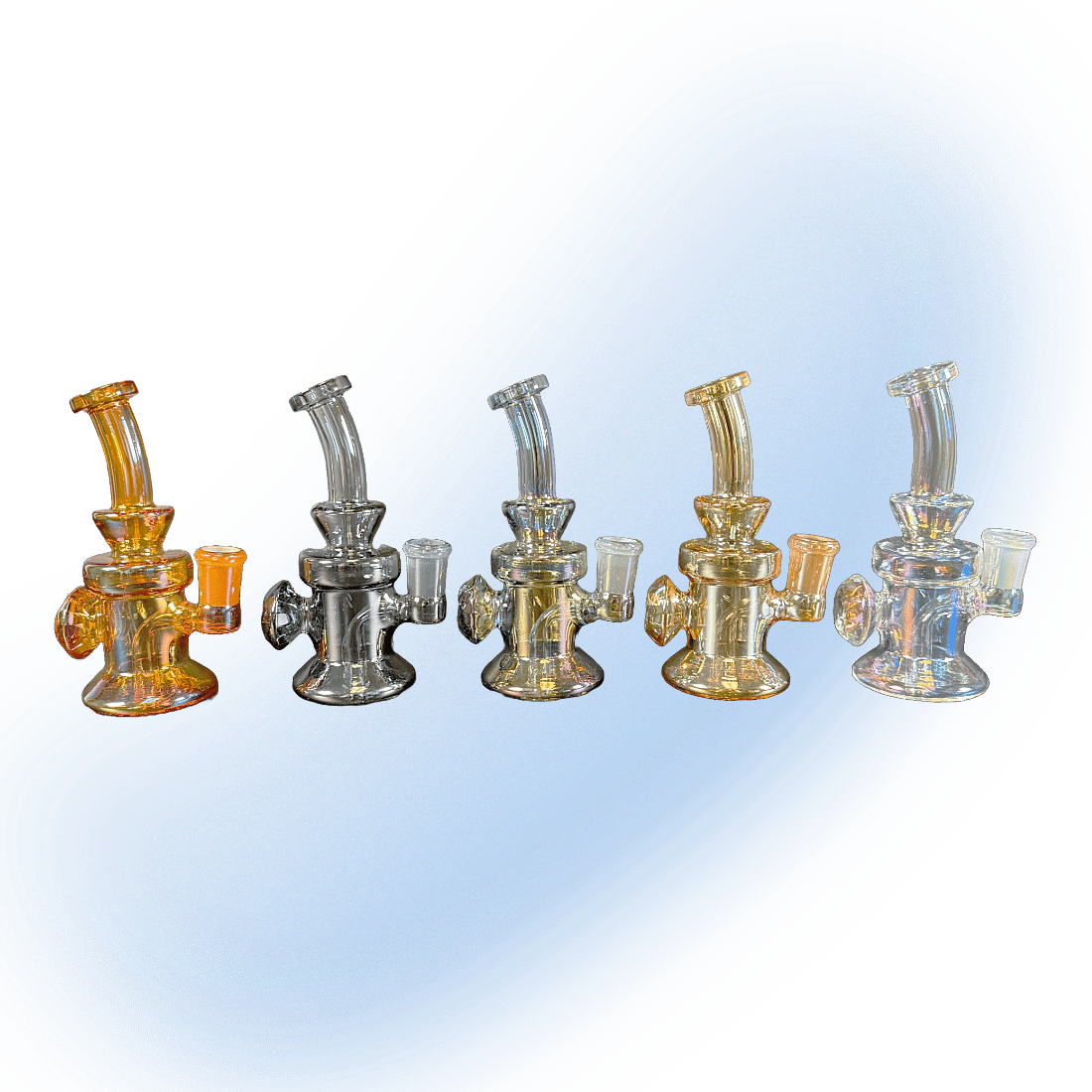 Iridescent Metallic Facet Glass Mini Rig | 5"