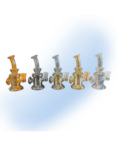 Iridescent Metallic Facet Glass Mini Rig | 5"