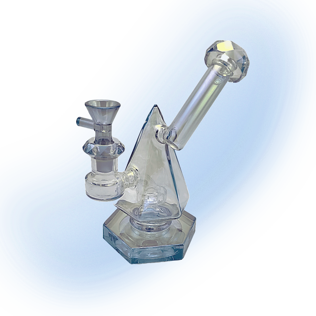 Iridescent Glass Gem Facet Circ Perc Rig | 6.5"
