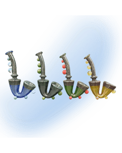 5-inch Color Dot Stand Up Glitter Glass Sherlock pipe by CHV with vibrant colors and dichroic glass