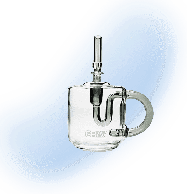 GRAV® Coffee Mug Bubbler Pipe | Clear & Smoke | 14 mm Female Joint