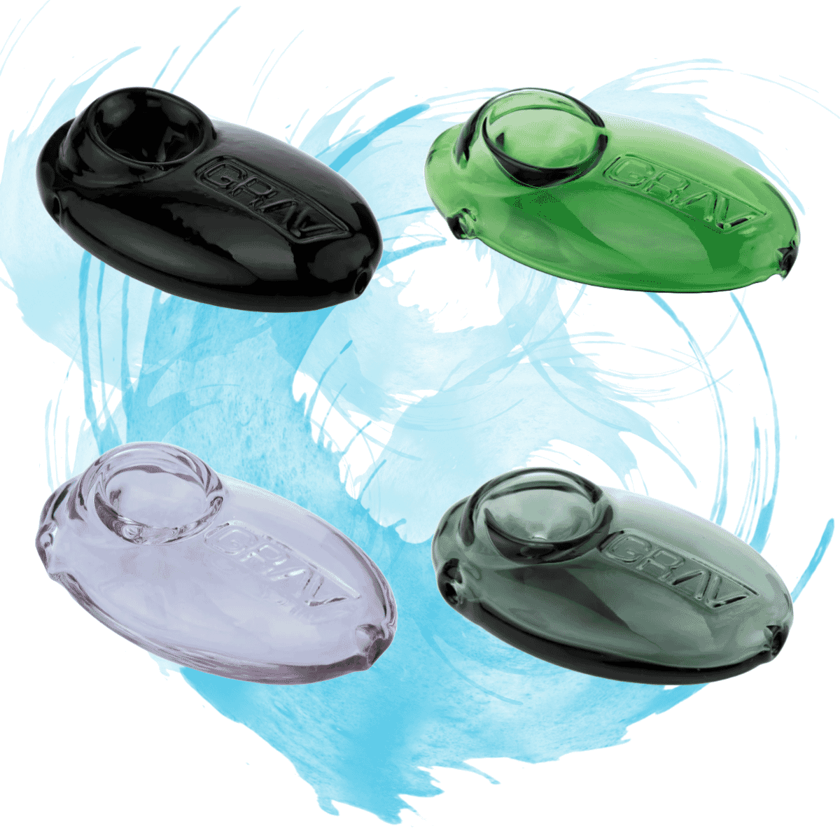 GRAV Pebble Spoon Pipe – a sleek, pocket-sized glass pipe designed for discreet and comfortable smoking, made from high-quality borosilicate glass.