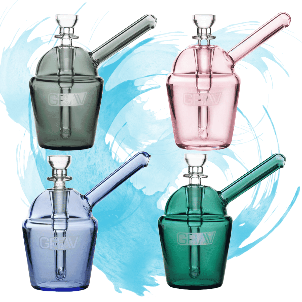 GRAV® Slush Cup Pocket Bubbler – compact glass bubbler for smooth, water-cooled hits, featuring a reinforced mouthpiece, angled design, and 10mm bowl.