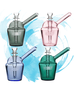 GRAV® Slush Cup Pocket Bubbler – compact glass bubbler for smooth, water-cooled hits, featuring a reinforced mouthpiece, angled design, and 10mm bowl.