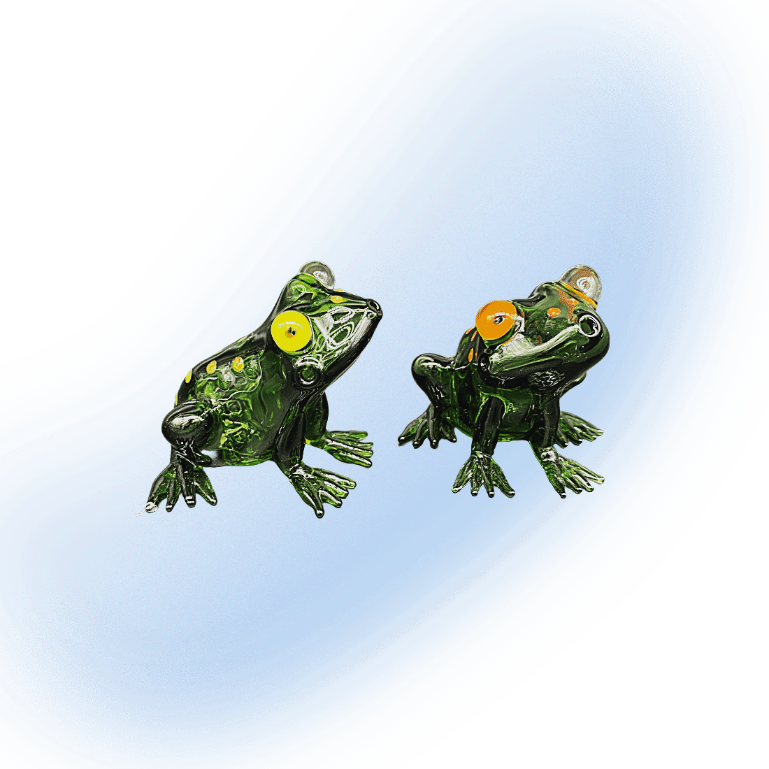 Glass Frog Handpipe with intricately designed bowl and carb hole