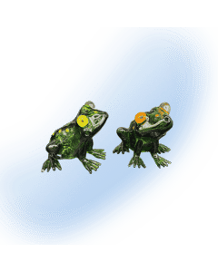 Glass Frog Handpipe with intricately designed bowl and carb hole