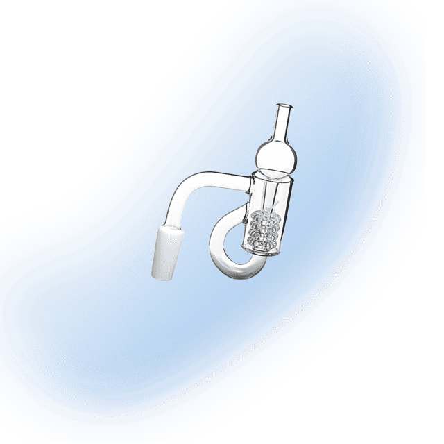 Honey Recycler Quartz Banger with honeycomb insert and bubble cap on a white background