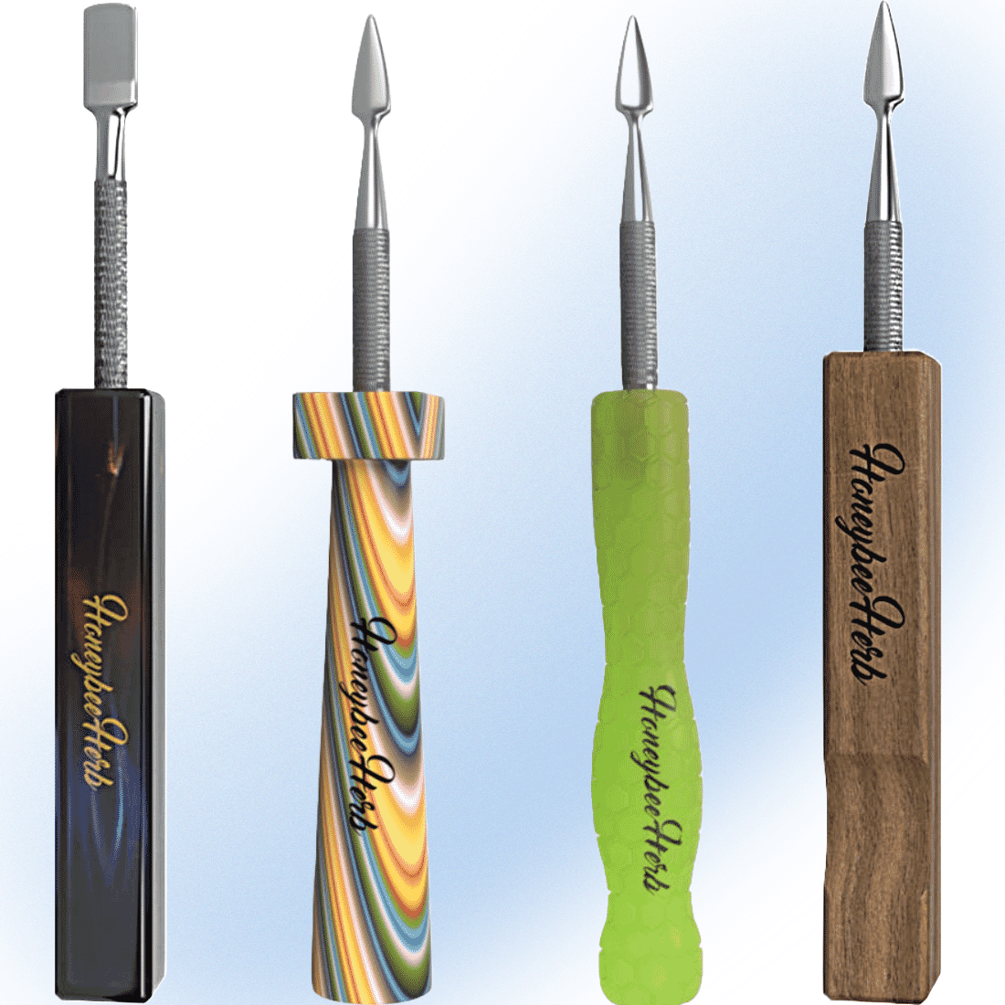 Resin Galaxy Dab Tool with colorful crystal handle options by Honeybee Herb