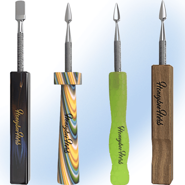 Resin Galaxy Dab Tool with colorful crystal handle options by Honeybee Herb