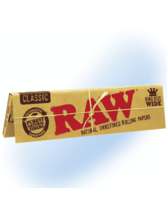 RAW King Size Wide Rolling Papers booklet, natural and eco-friendly
