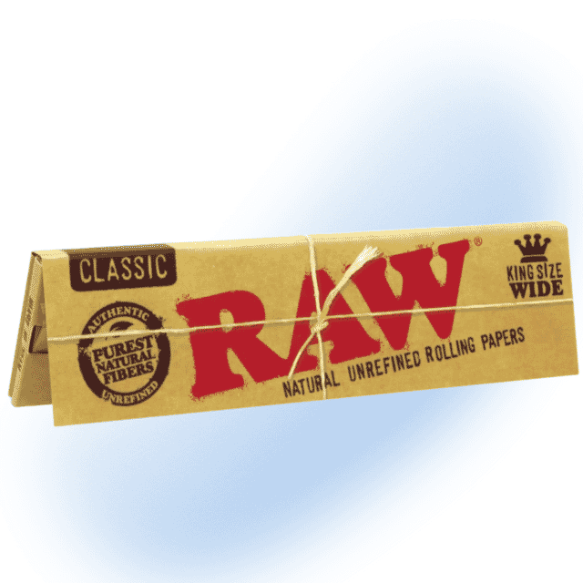 RAW King Size Wide Rolling Papers booklet, natural and eco-friendly