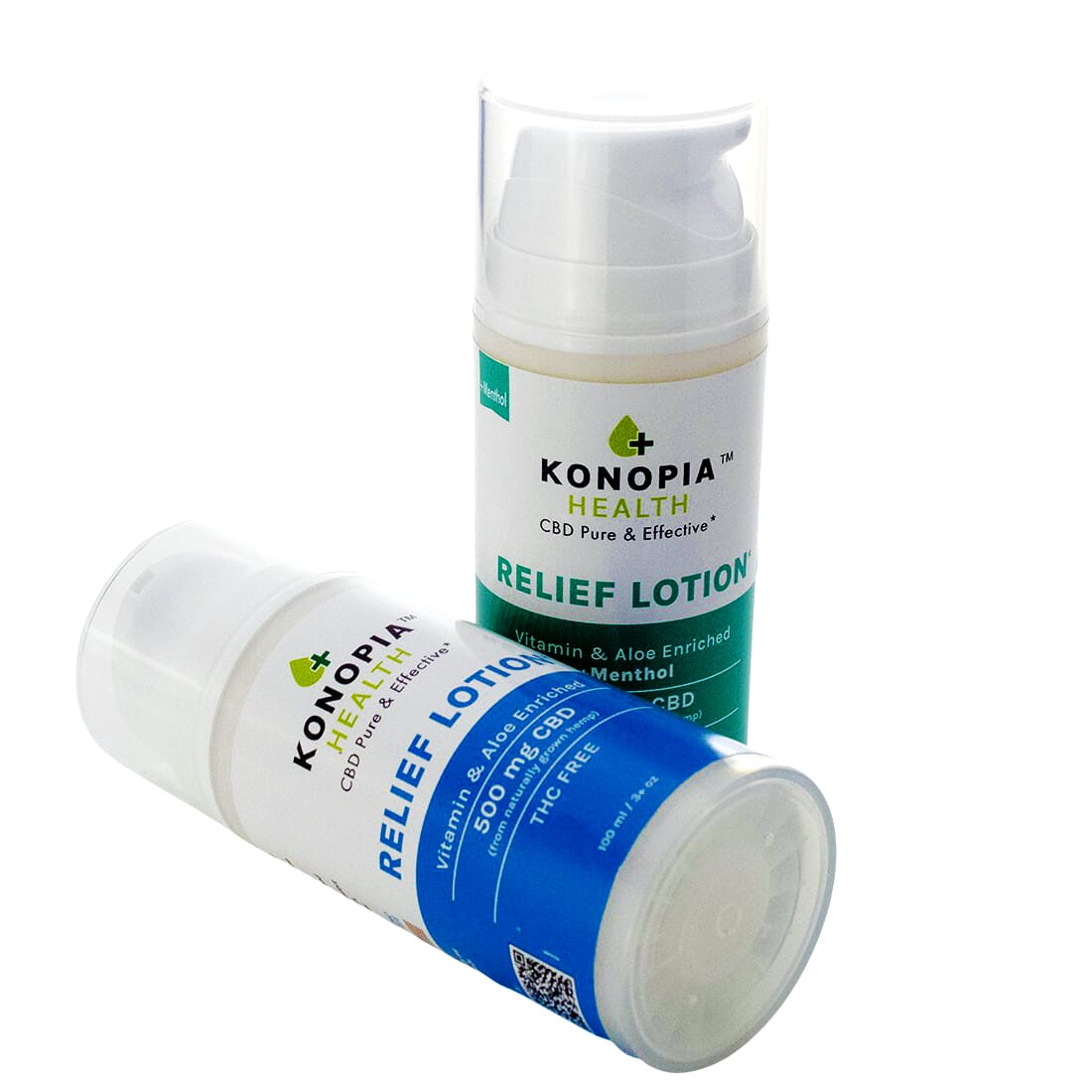 Konopia CBD Relief Lotion available at Upper Limits | Original and Menthol Options | Packaging