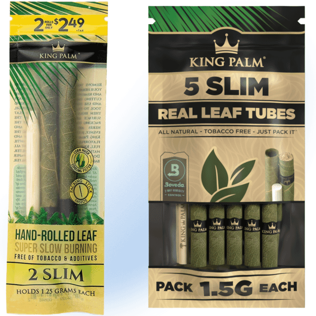Pack of two King Palm natural leaf wraps displayed on a natural backdrop