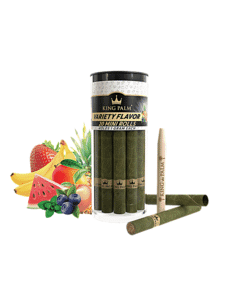 King Palm 20 Mini Pre-Rolled Cones Variety Pack with flavored filter tips packaging.