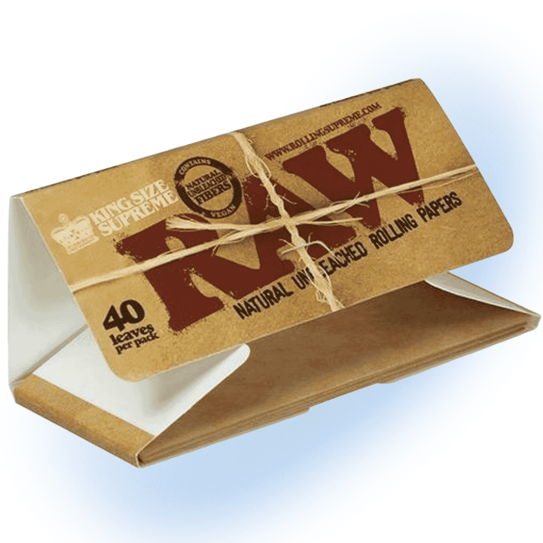 Pack of RAW King Size Supreme Creaseless Papers, natural and smooth for an enhanced smoking experience.