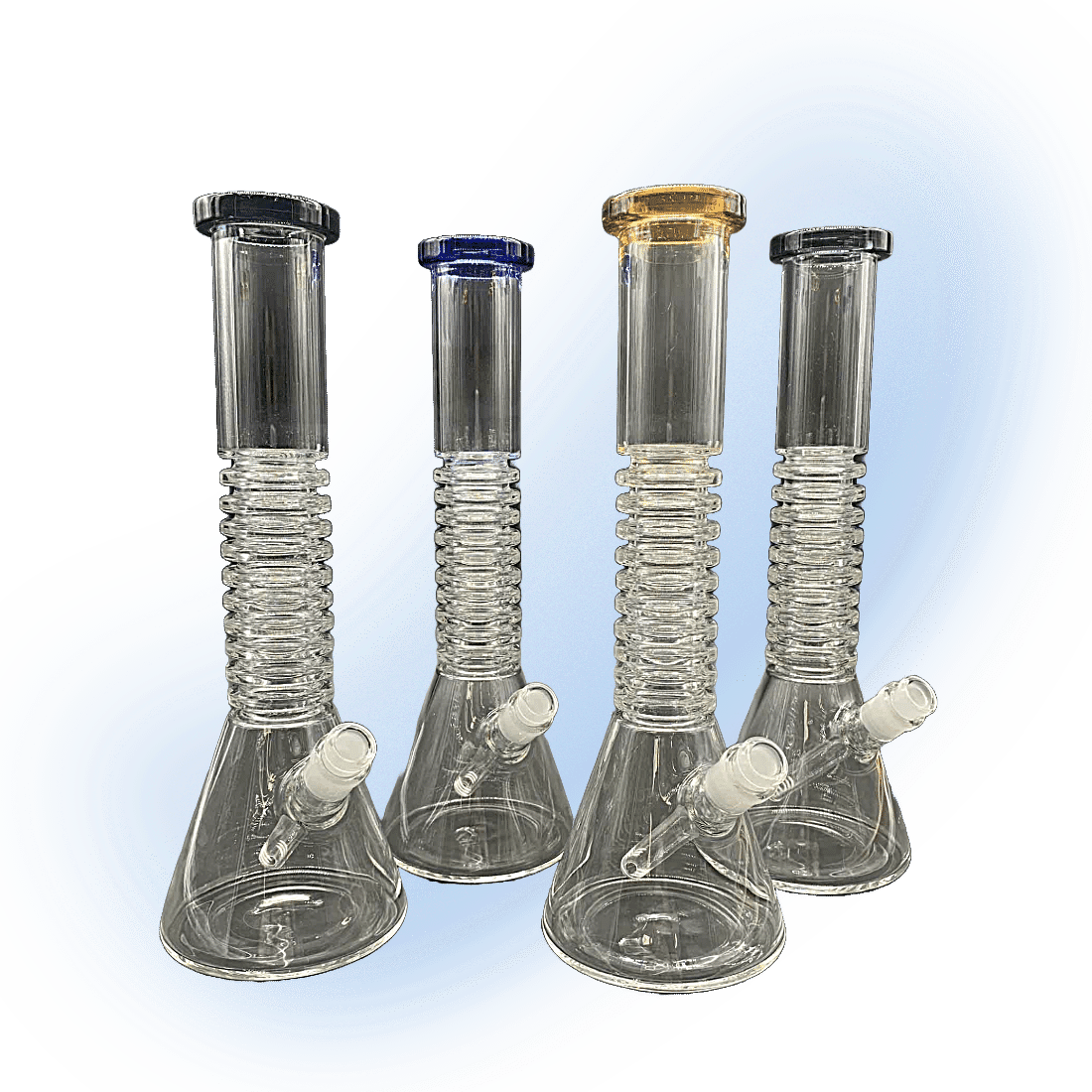 Large Ribbed Glass Beaker Bong