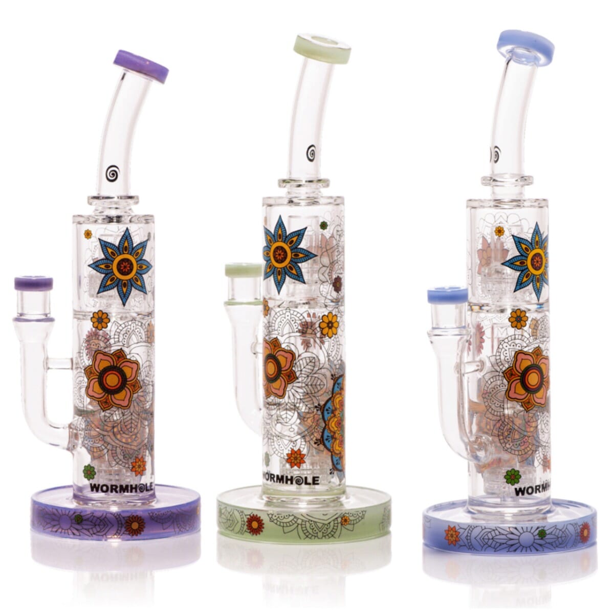 Mandala Mindmeld Triple Showerhead Glass Rig 12" | Wormhole Glass