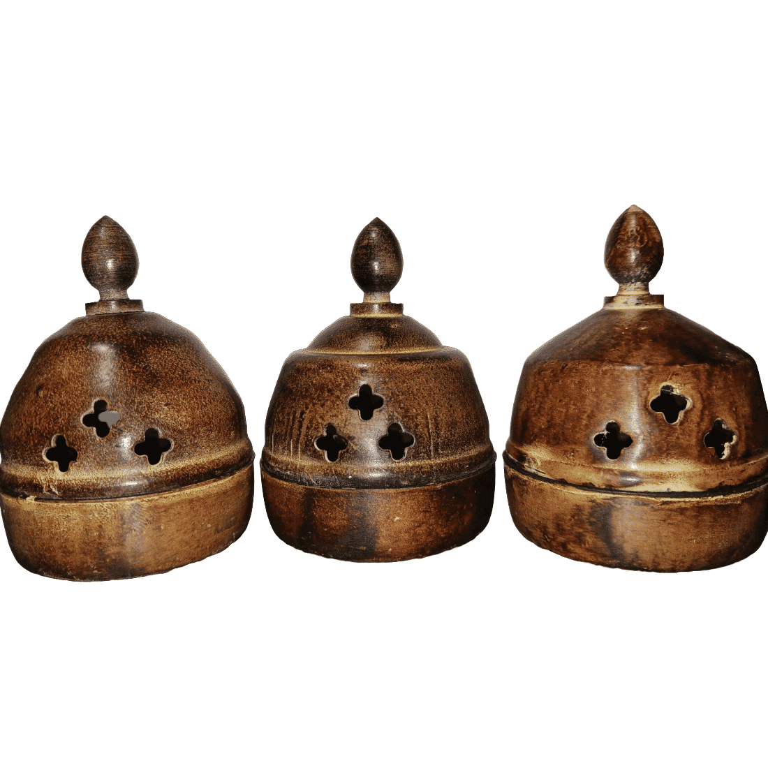 Antique Patina Metal Cone Incense Burner with Dome Design